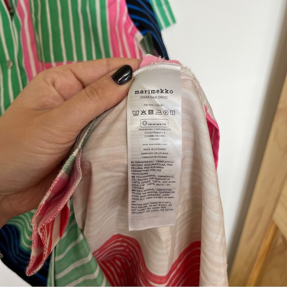 Marimekko Jokapoika multi color stripe shirt dress Size XXS No Belt - Picture 7 of 8